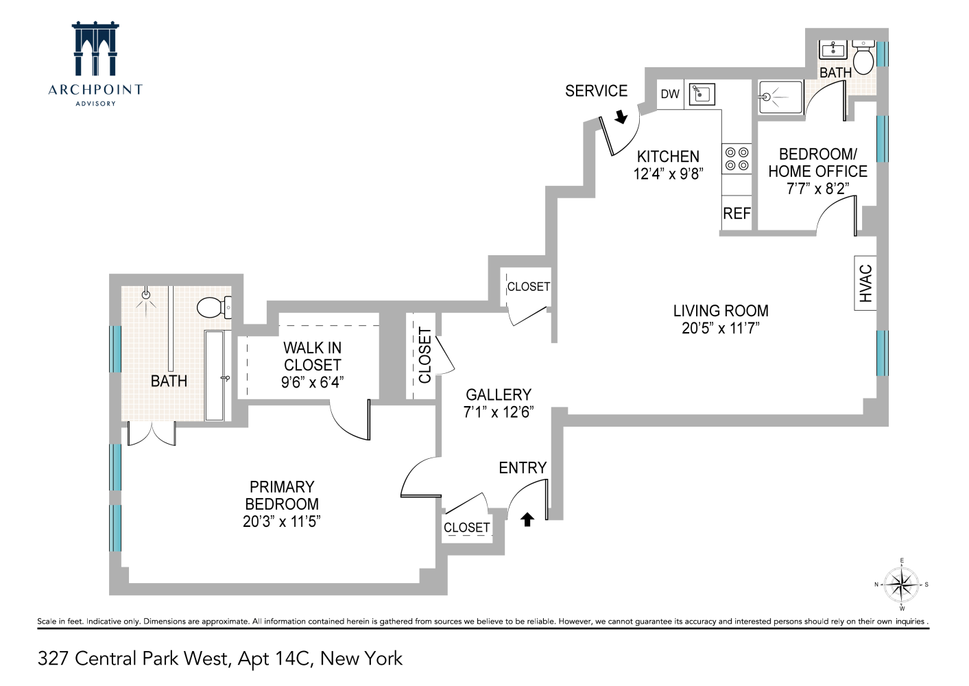 Floorplan for 327 Central Park, 14C