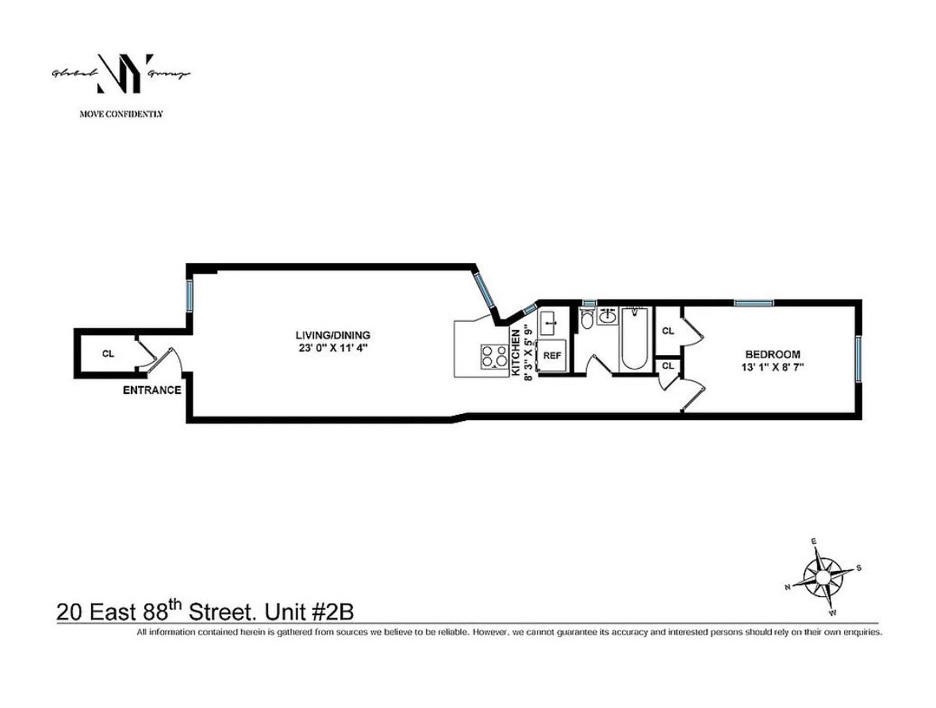 Floorplan for 20 East 88th Street, 2B