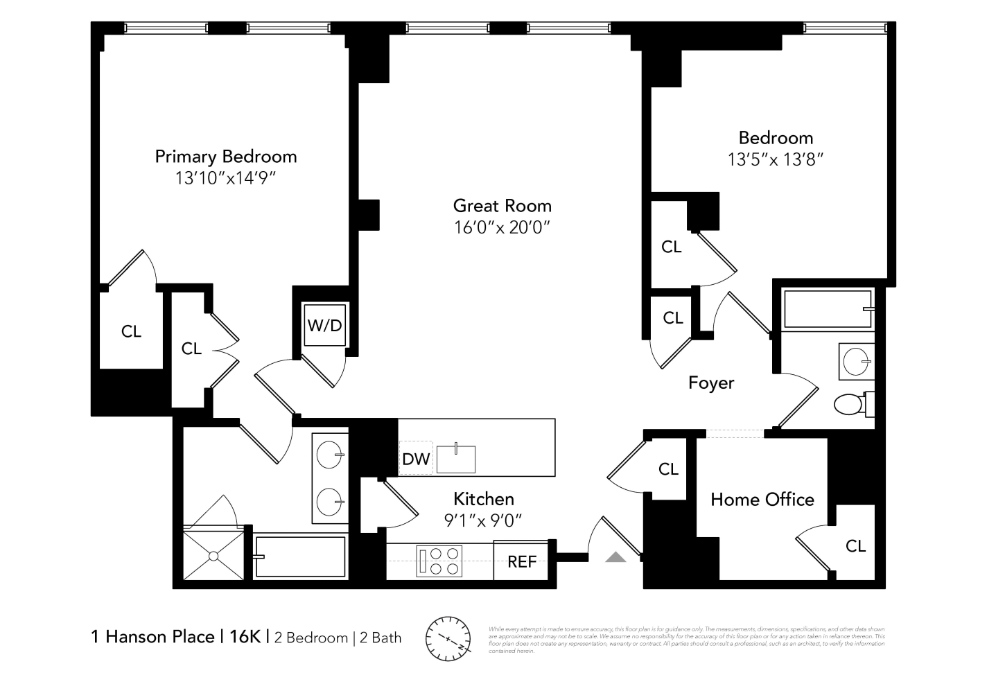 Floorplan for 1 Hanson Place, 16K