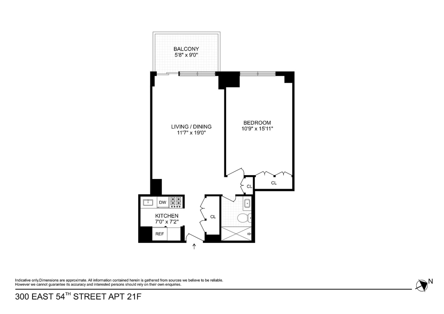 Floorplan for 300 East 54th Street, 21F