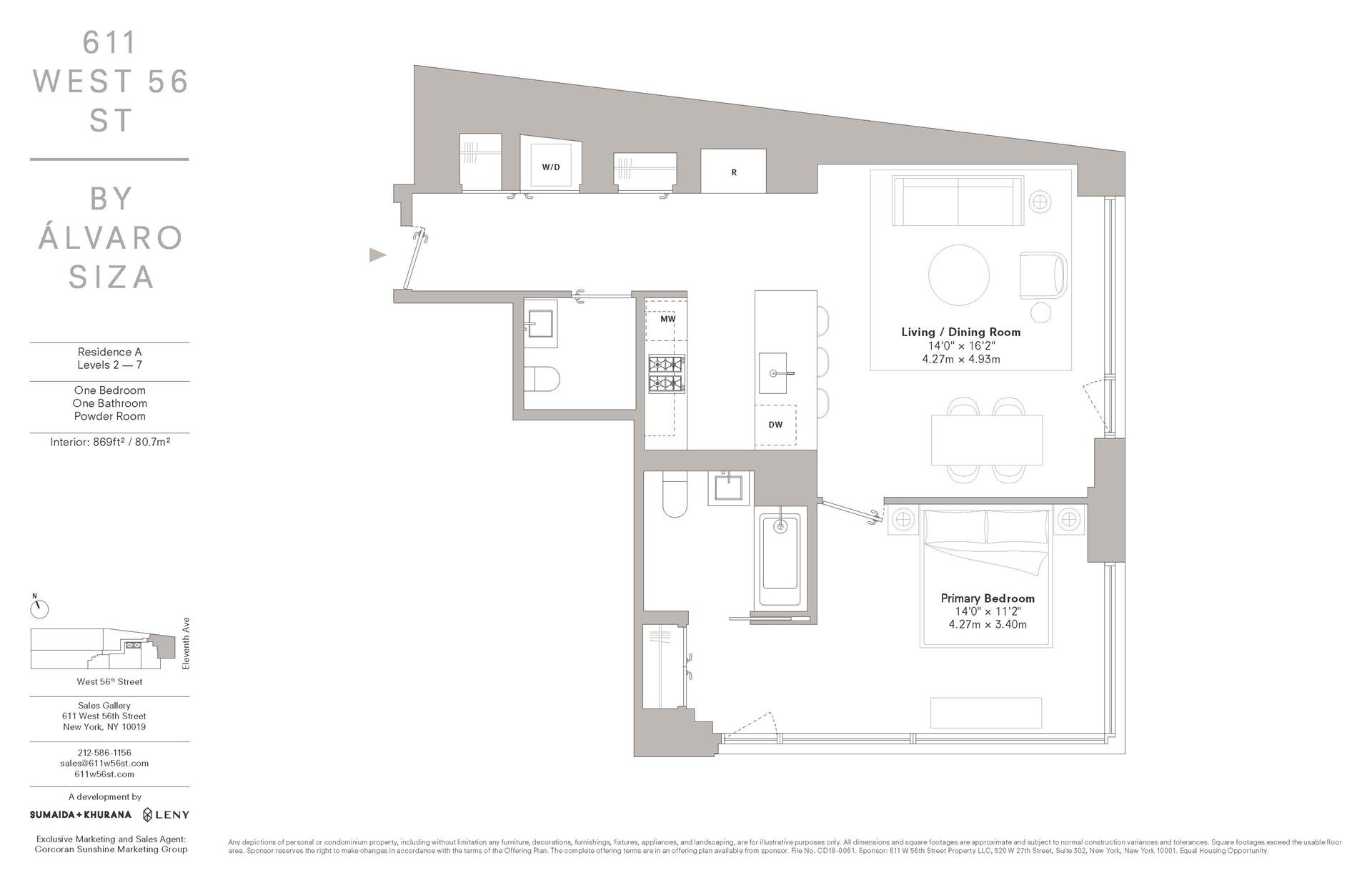 Floorplan for 611 West 56th Street, 7A