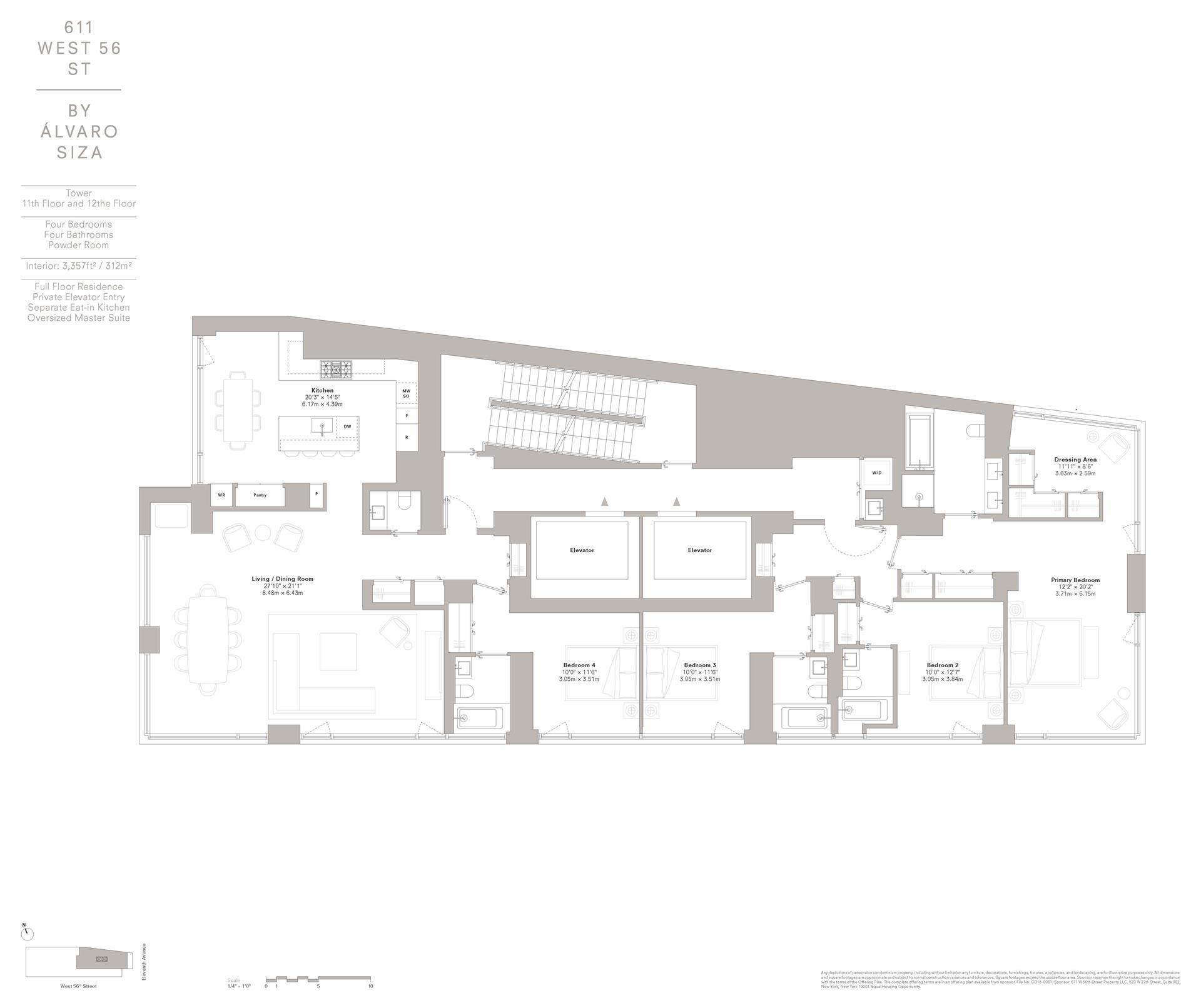 Floorplan for 611 West 56th Street, 11