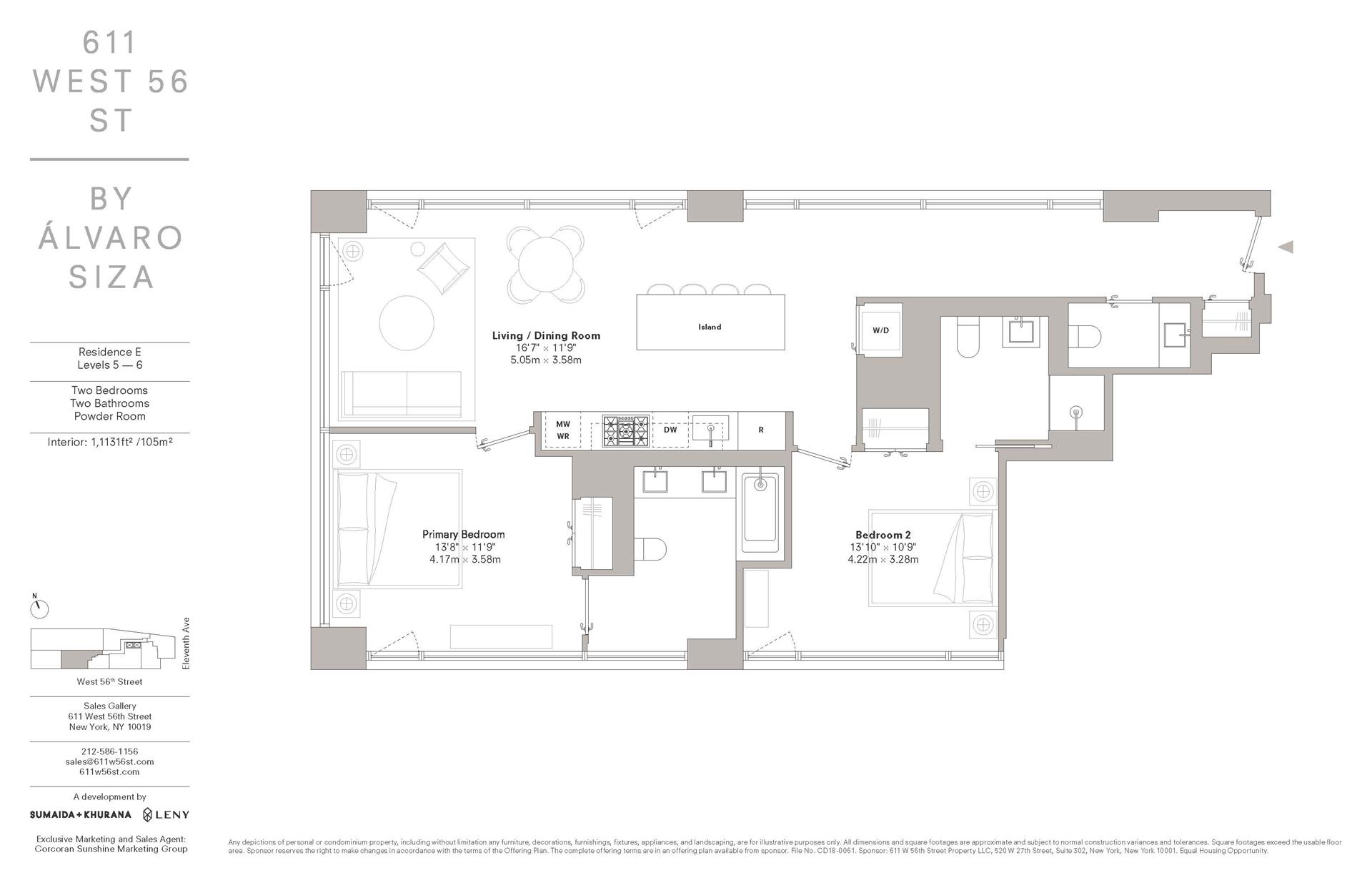 Floorplan for 611 West 56th Street, 5E