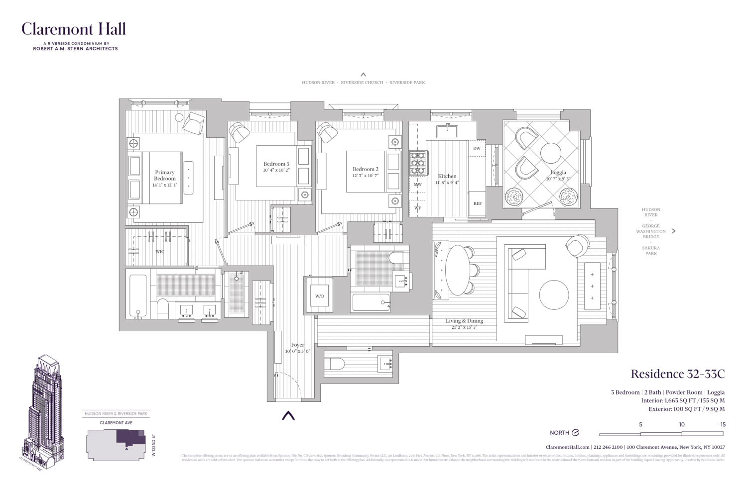 Floorplan for 100 Claremont Avenue, 32C