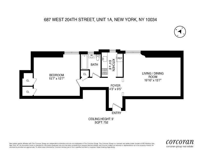 Floorplan for 687 West 204th Street, 1A