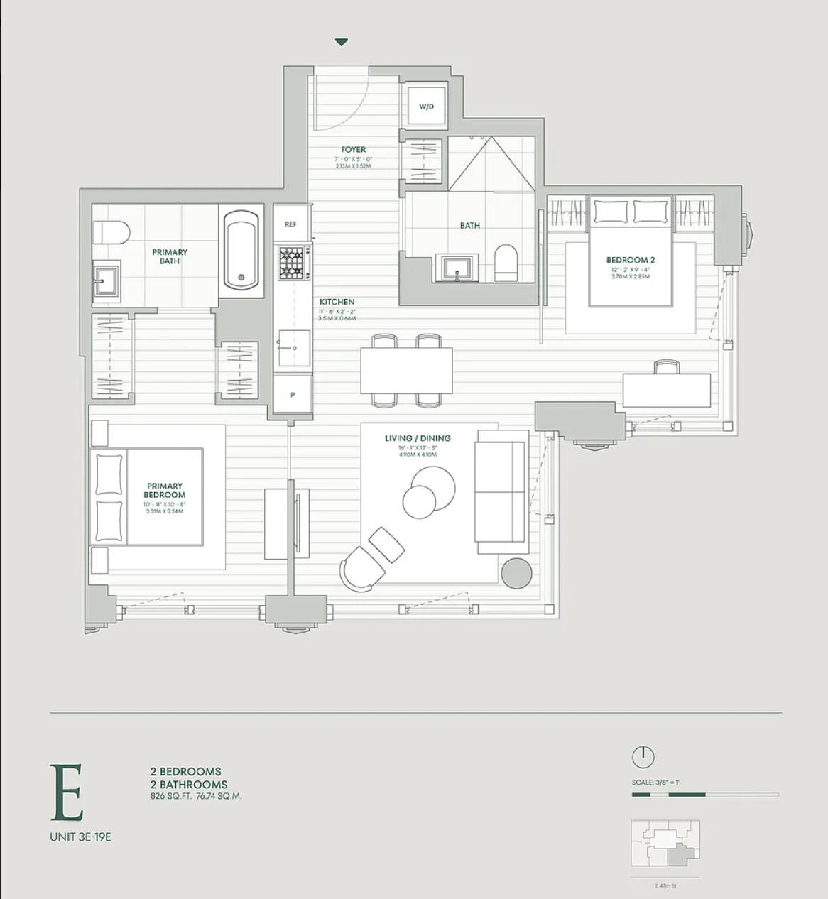 Floorplan for 135 East 47th Street, 19-E