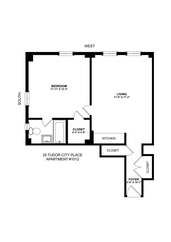 Floorplan for 25 Tudor City Place, 1012