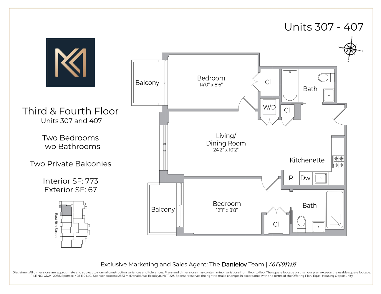 Floorplan for 428 East 9th Street, 307