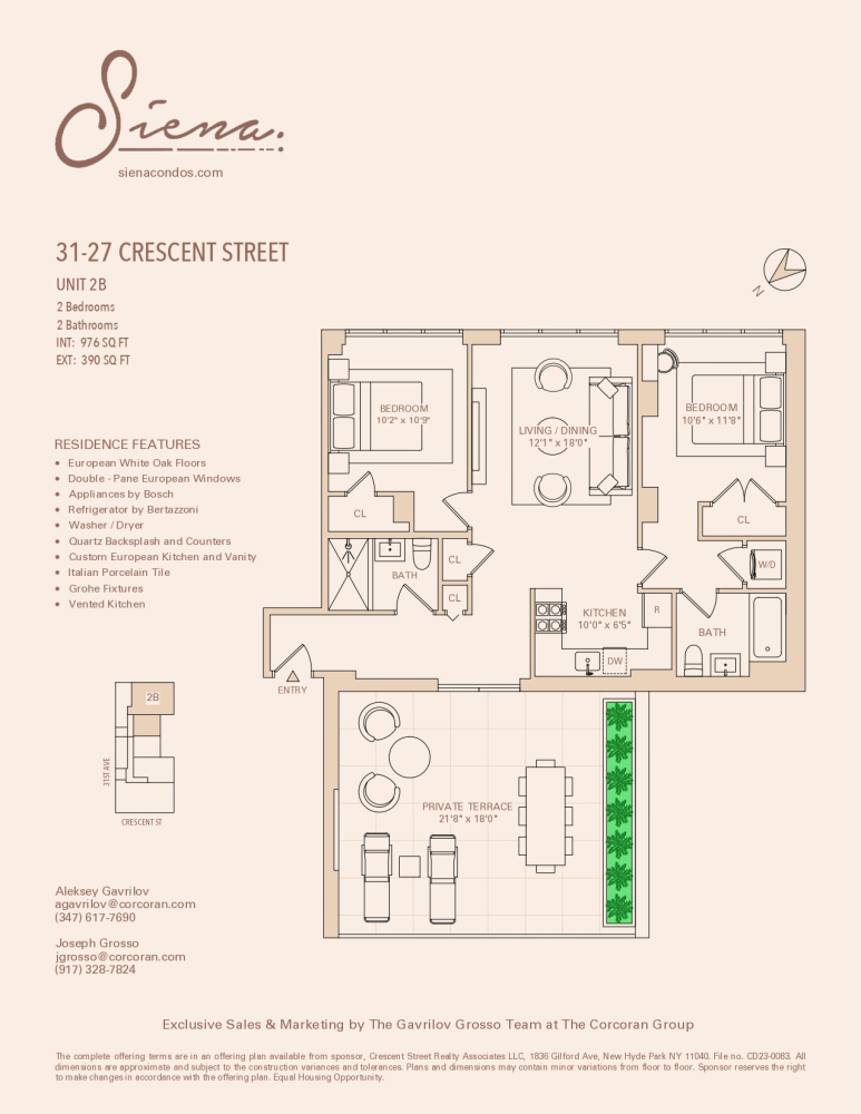 Floorplan for 31-27 Crescent Street, 2B