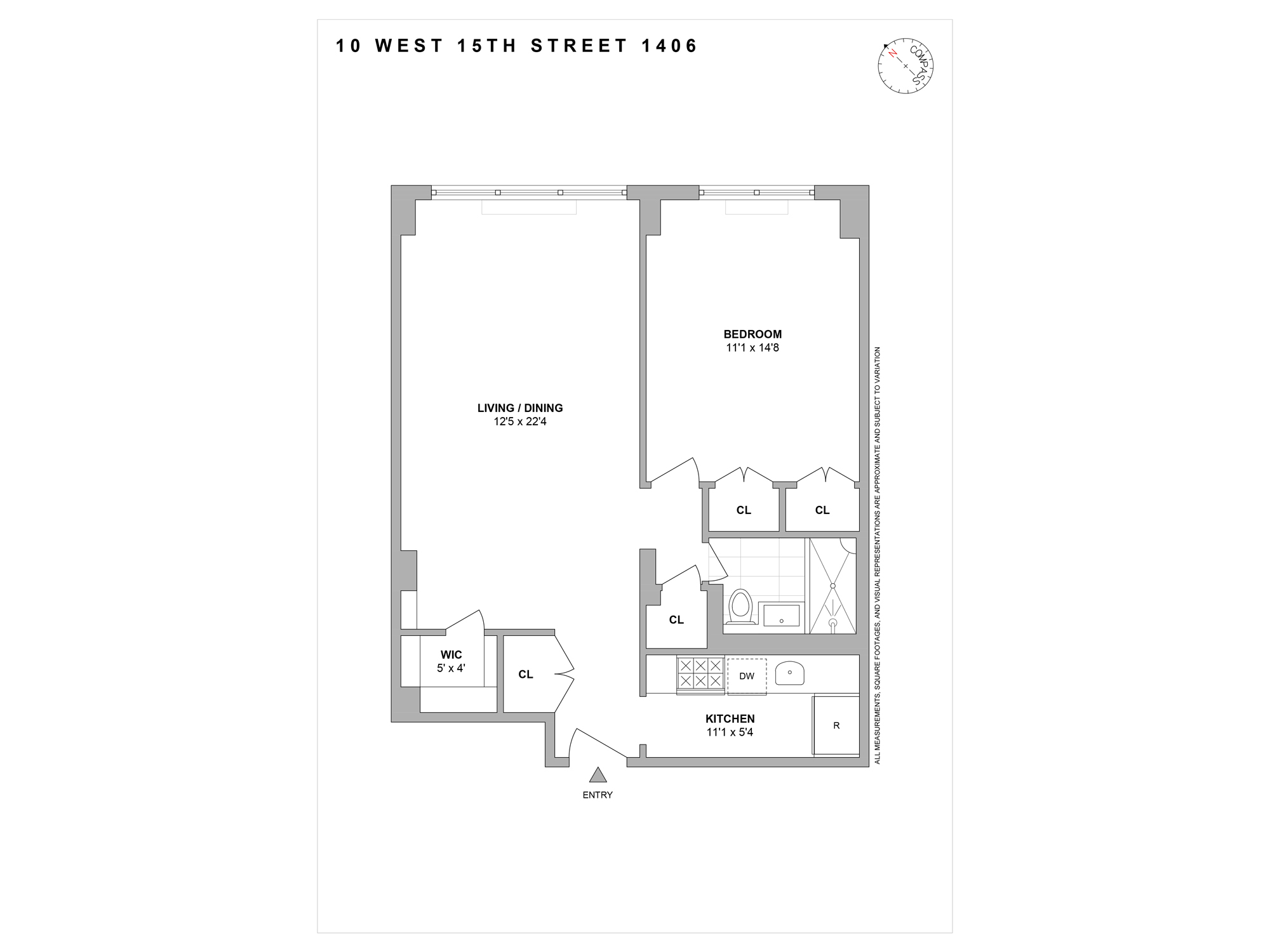 Floorplan for 10 West 15th Street, 1406