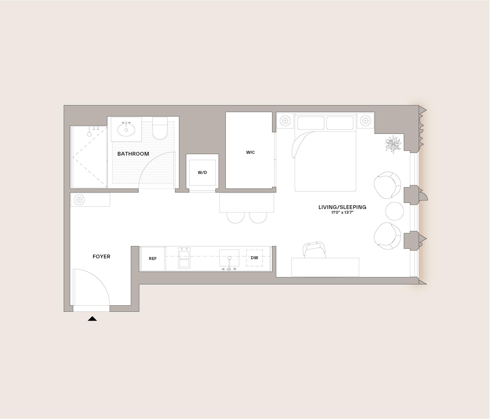 Floorplan for 55 Fleet Street, 19J