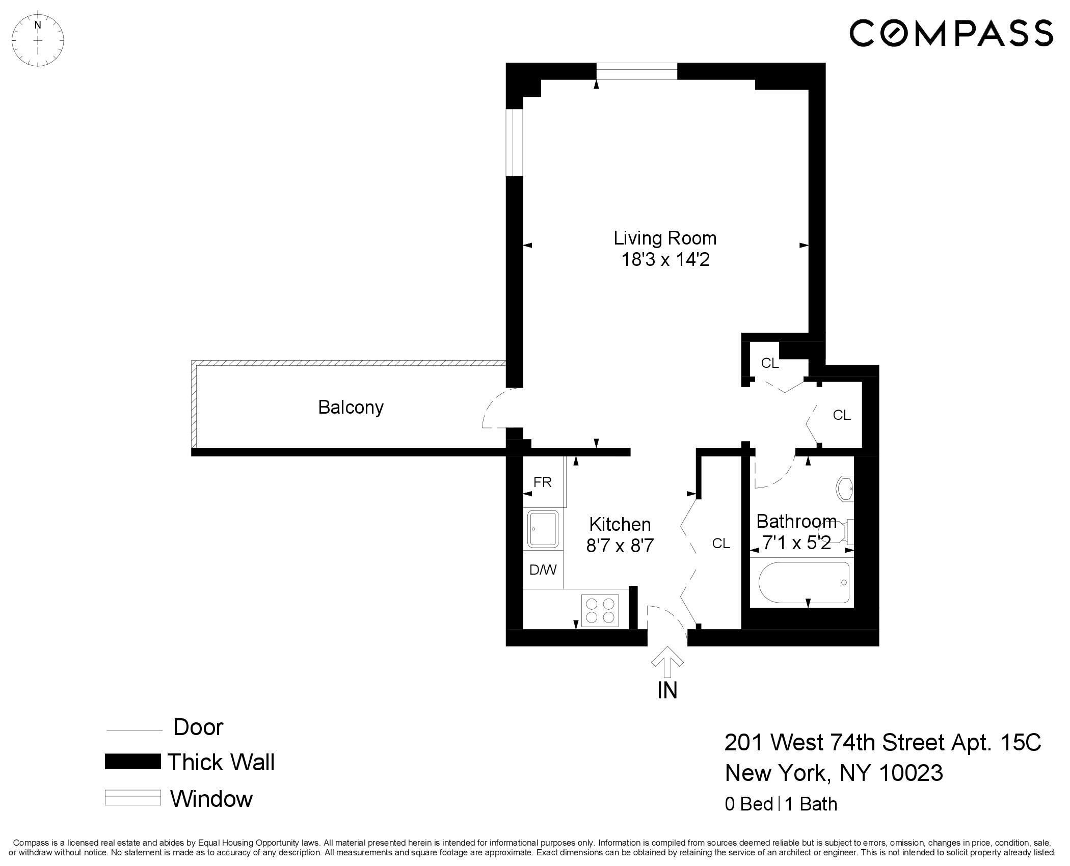 Floorplan for 201 West 74th Street, 15C