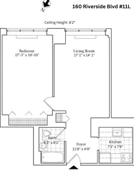 Floorplan for 160 Riverside Boulevard, 11L