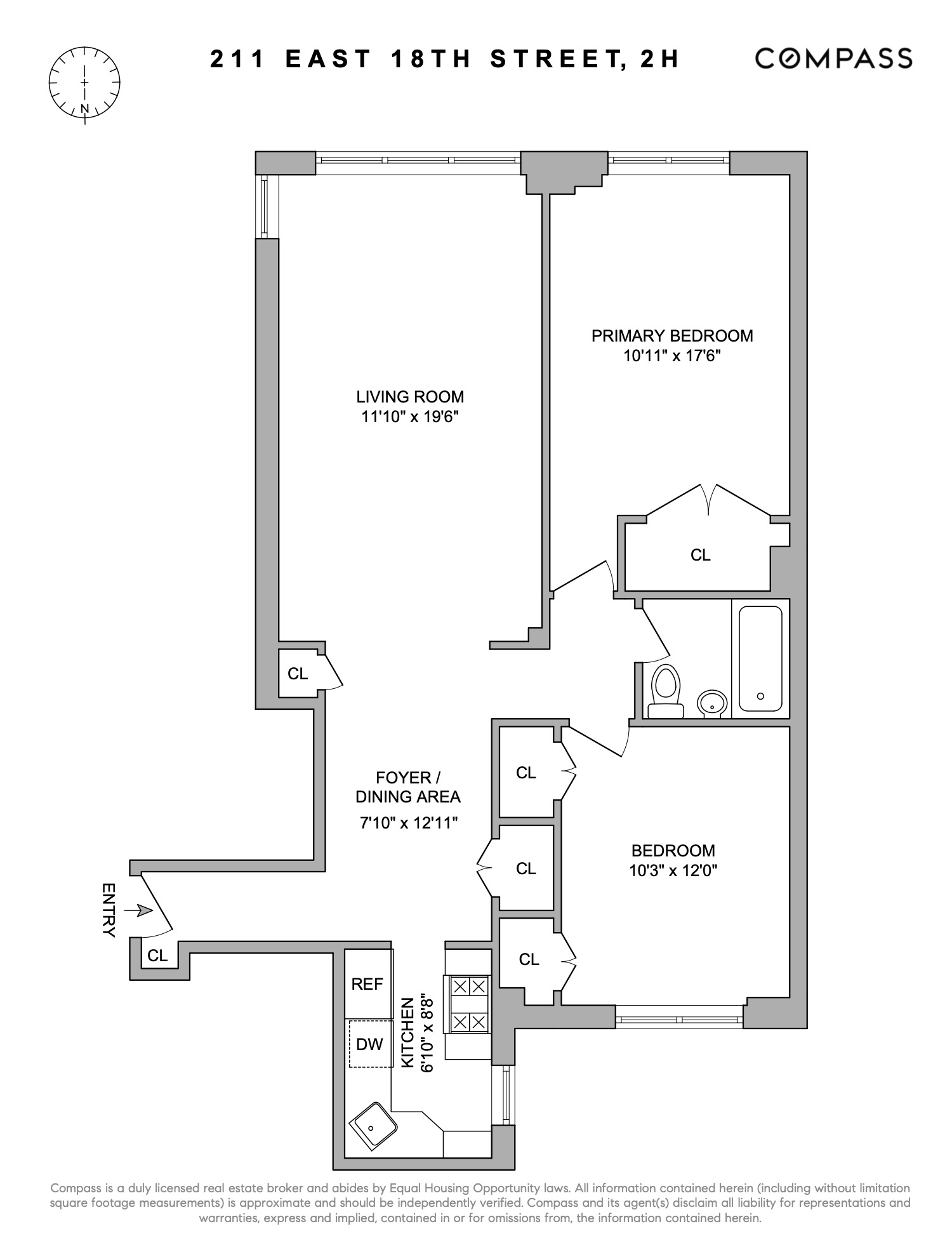 Floorplan for 211 East 18th Street, 2H