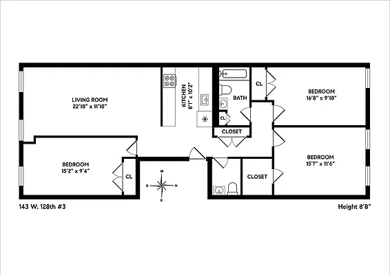 Floorplan for 143 West 128th Street, 4