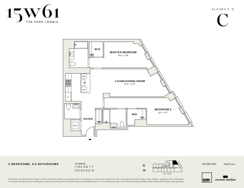 Floorplan for 15 West 61st Street, 6C