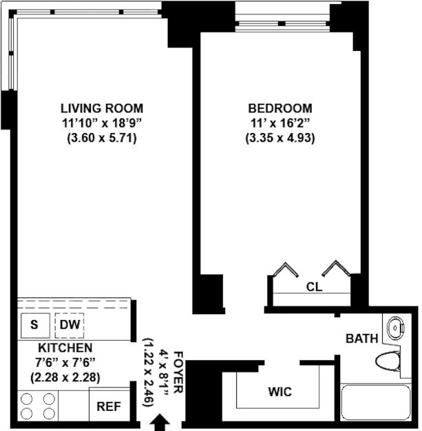 Floorplan for 350 West 50th Street, 16G