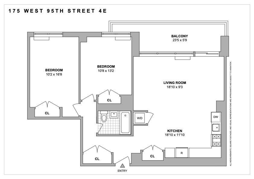 Floorplan for 175 West 95th Street, 4E