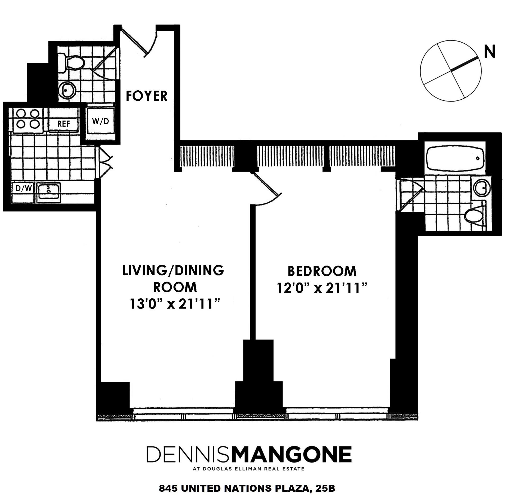 Floorplan for 845 United Nations Plaza, 25B