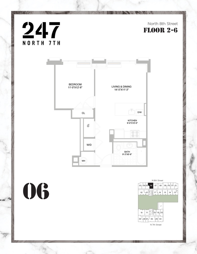 Floorplan for 247 North 7th Street 2 206