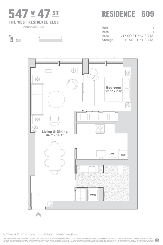 Floorplan for 547 West 47th Street, 609