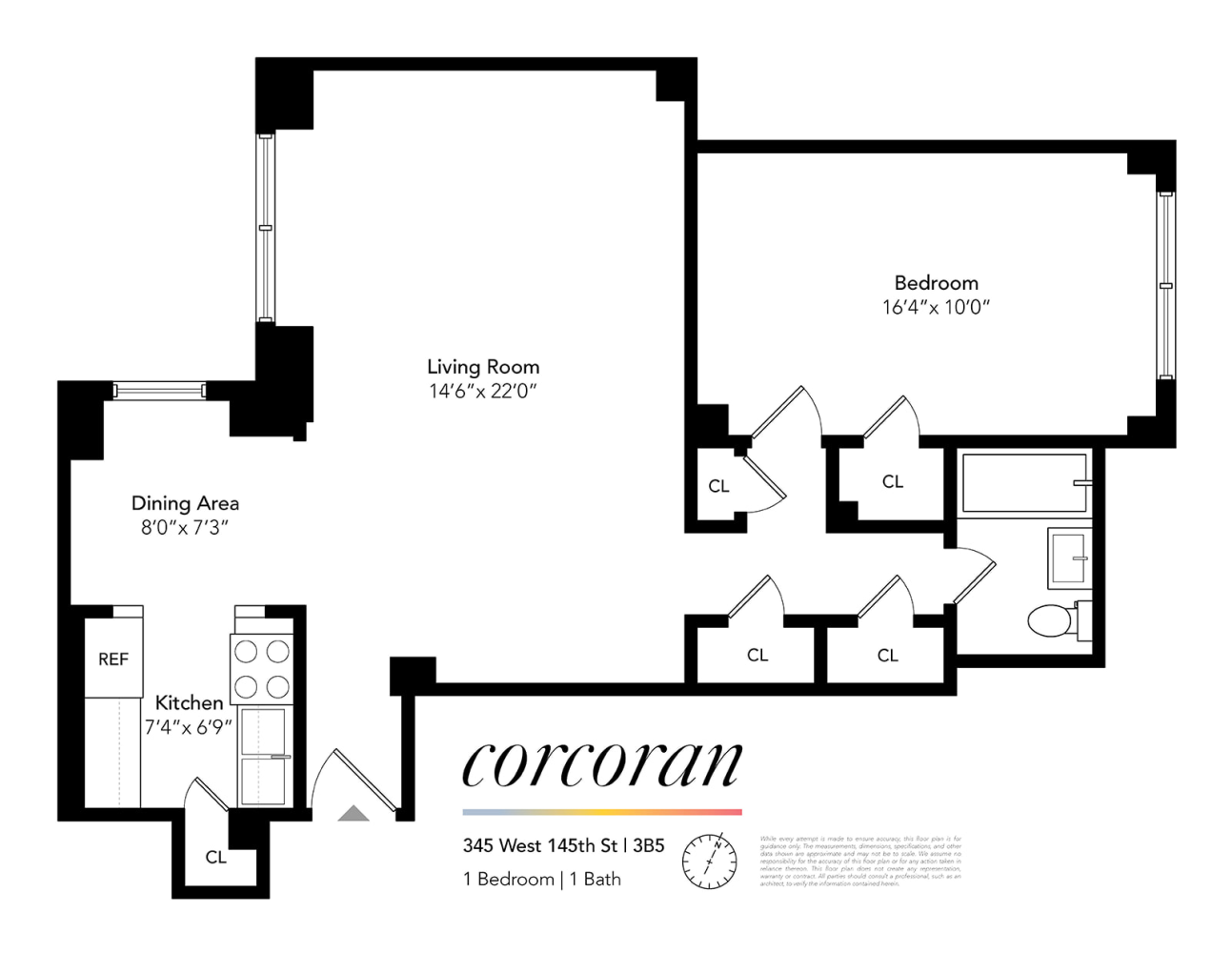 Floorplan for 345 West 145th Street, 3B5