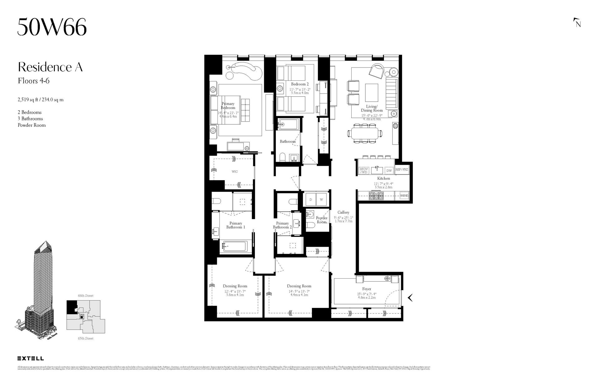 Floorplan for 50 West 66th Street, 4A