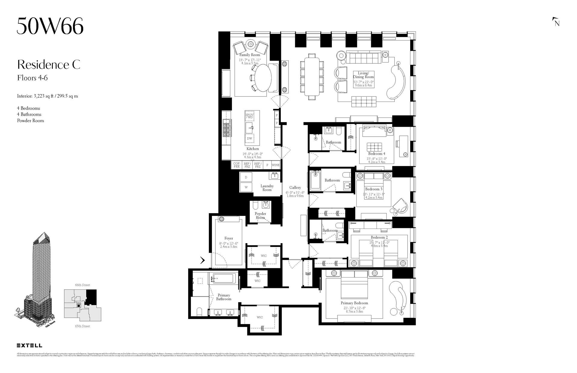 Floorplan for 50 West 66th Street, 4C