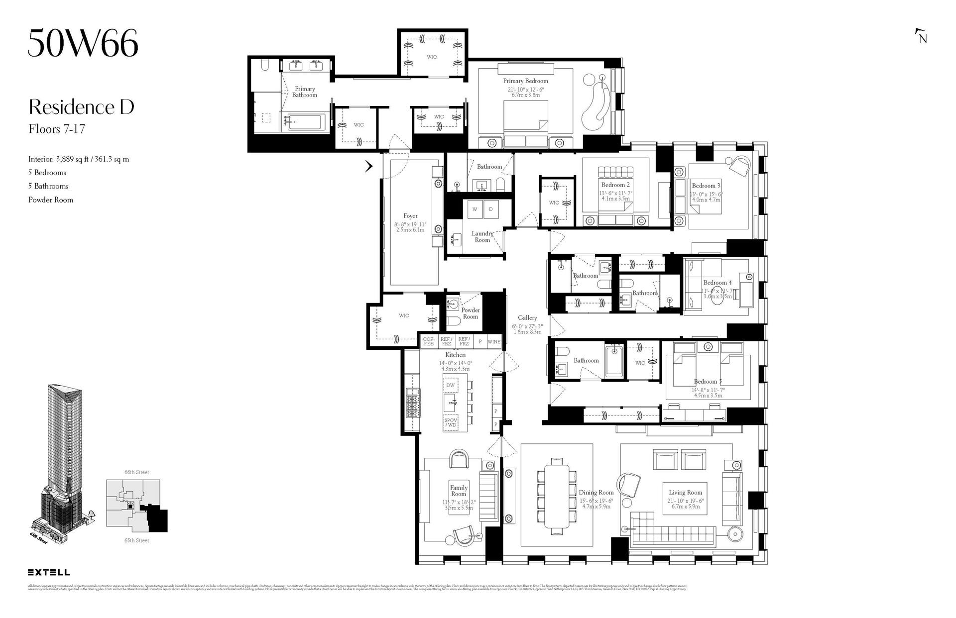 Floorplan for 50 West 66th Street, 7D