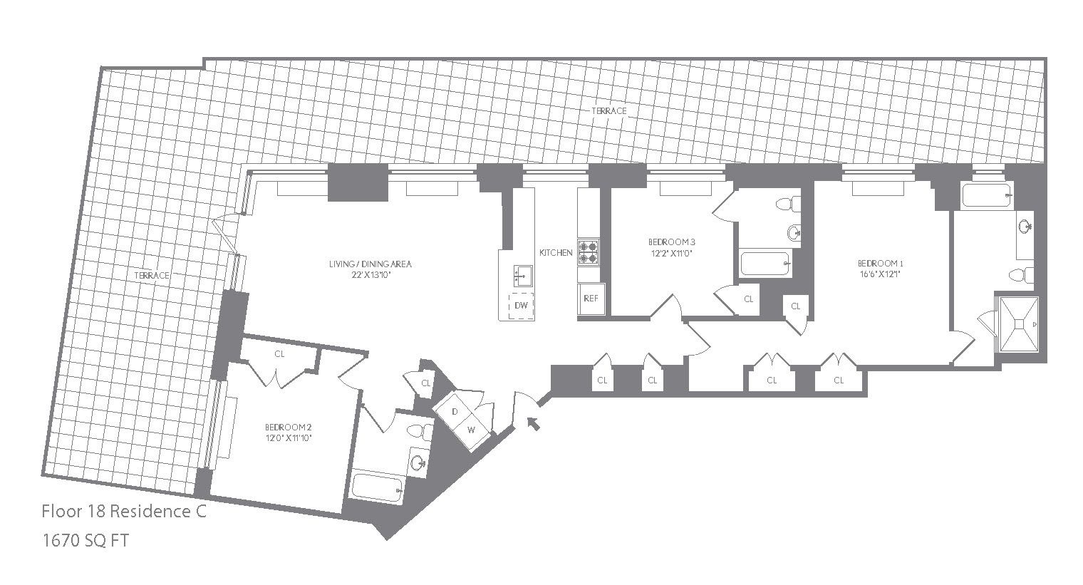 Floorplan for 227 West 77th Street, 18-C