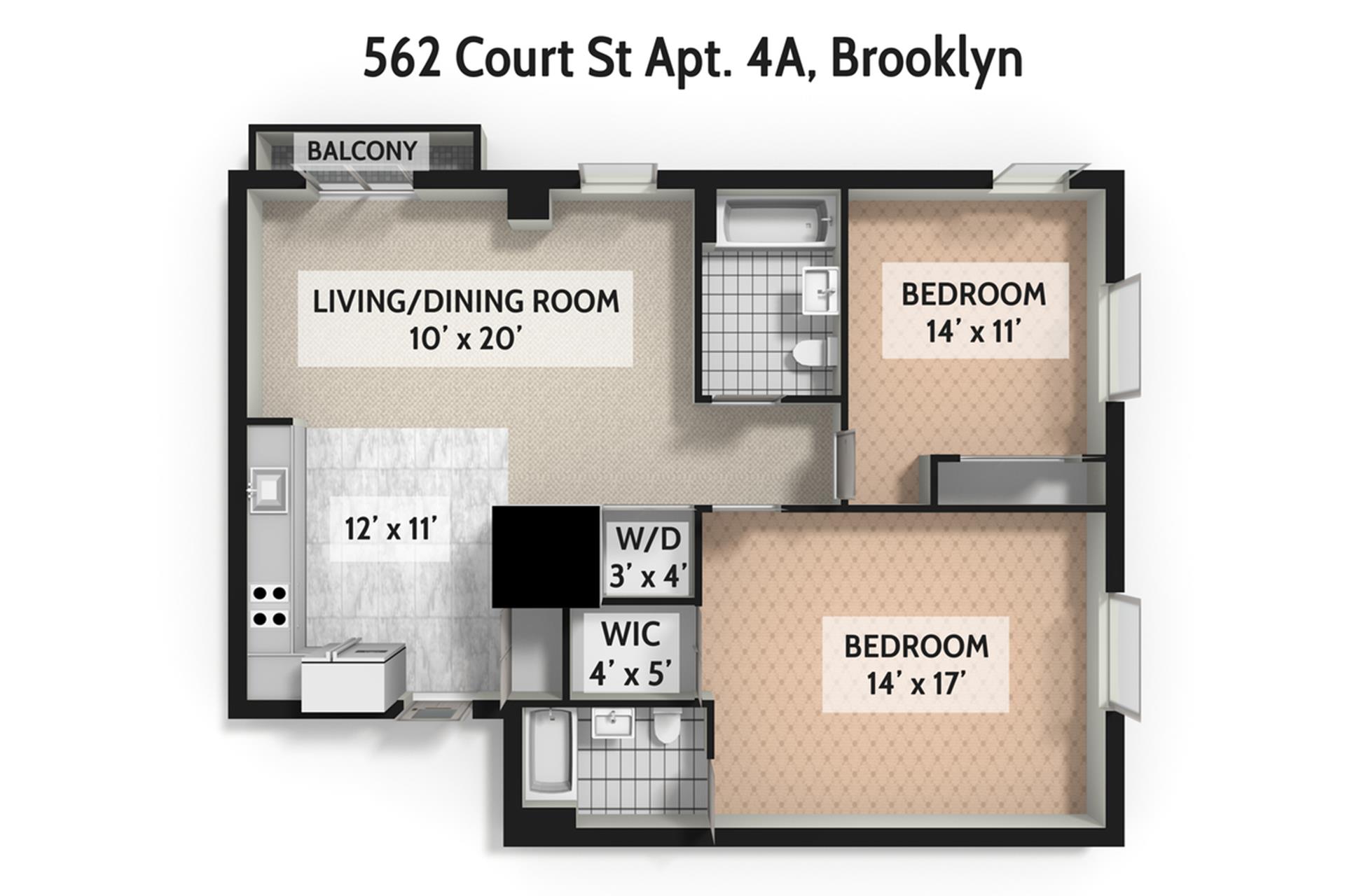 Floorplan for 562 Court Street, 4A