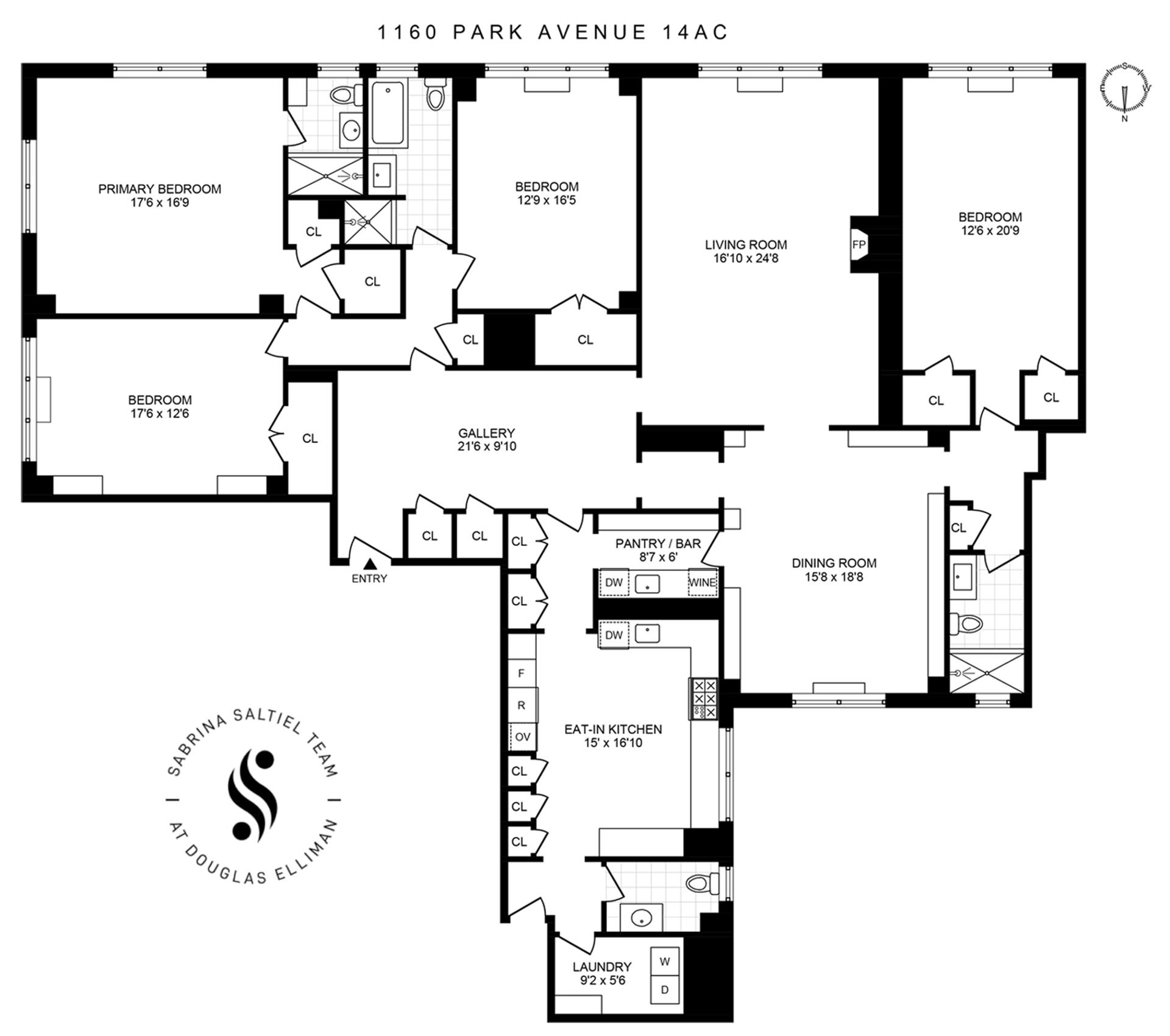 Floorplan for 1160 Park Avenue, 14AC