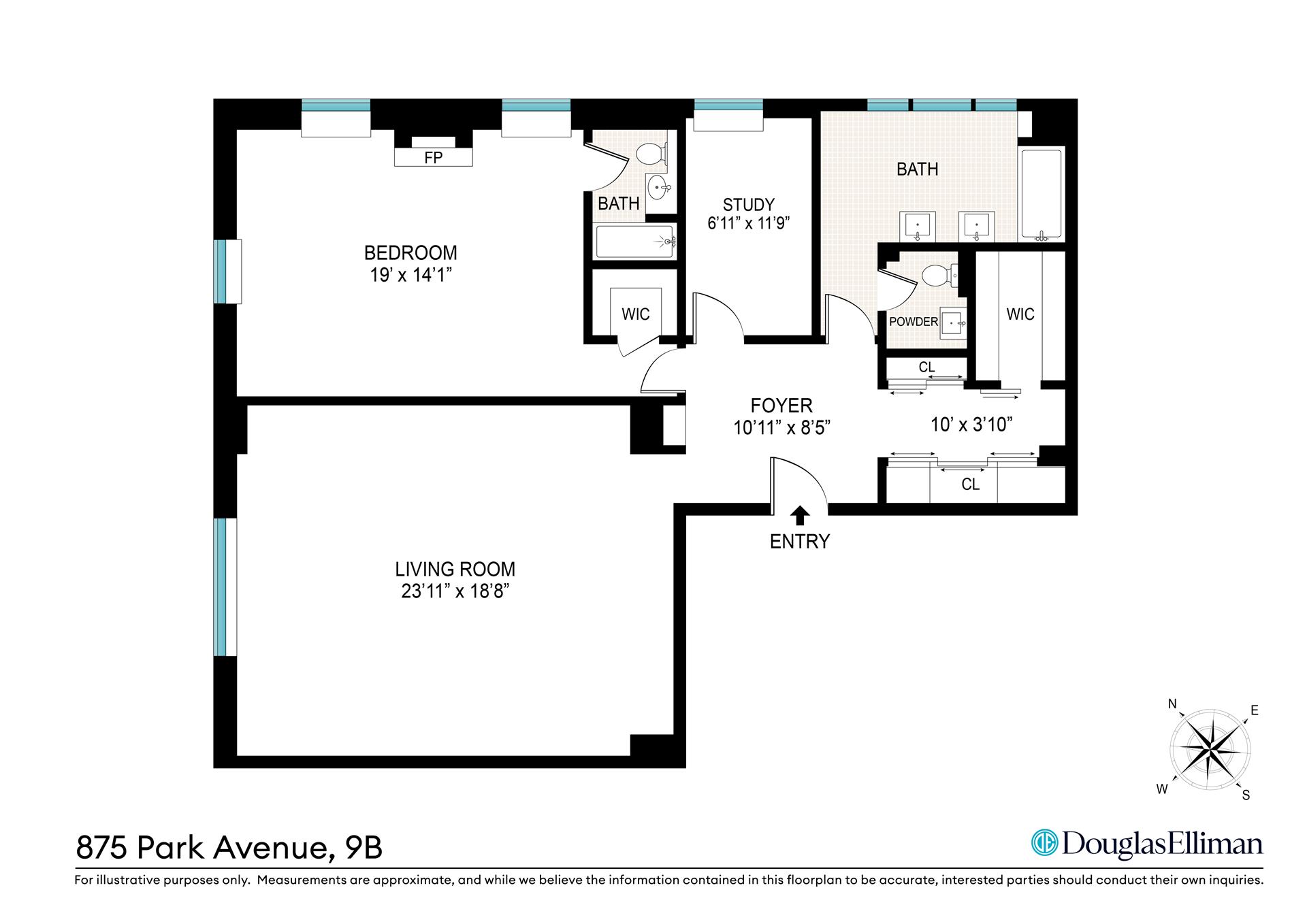 Floorplan for 875 Park Avenue, 9B