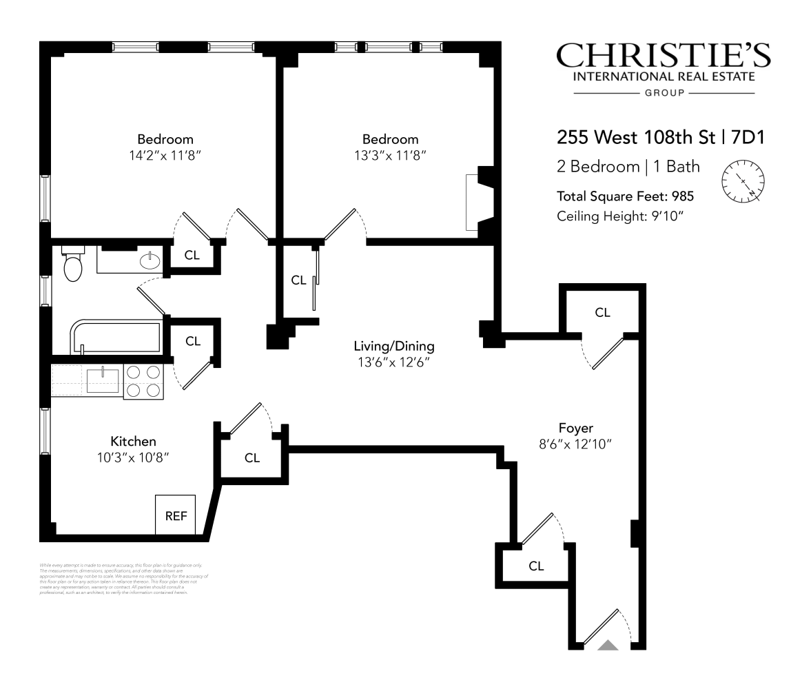 Floorplan for 255 West 108th Street, 7D1