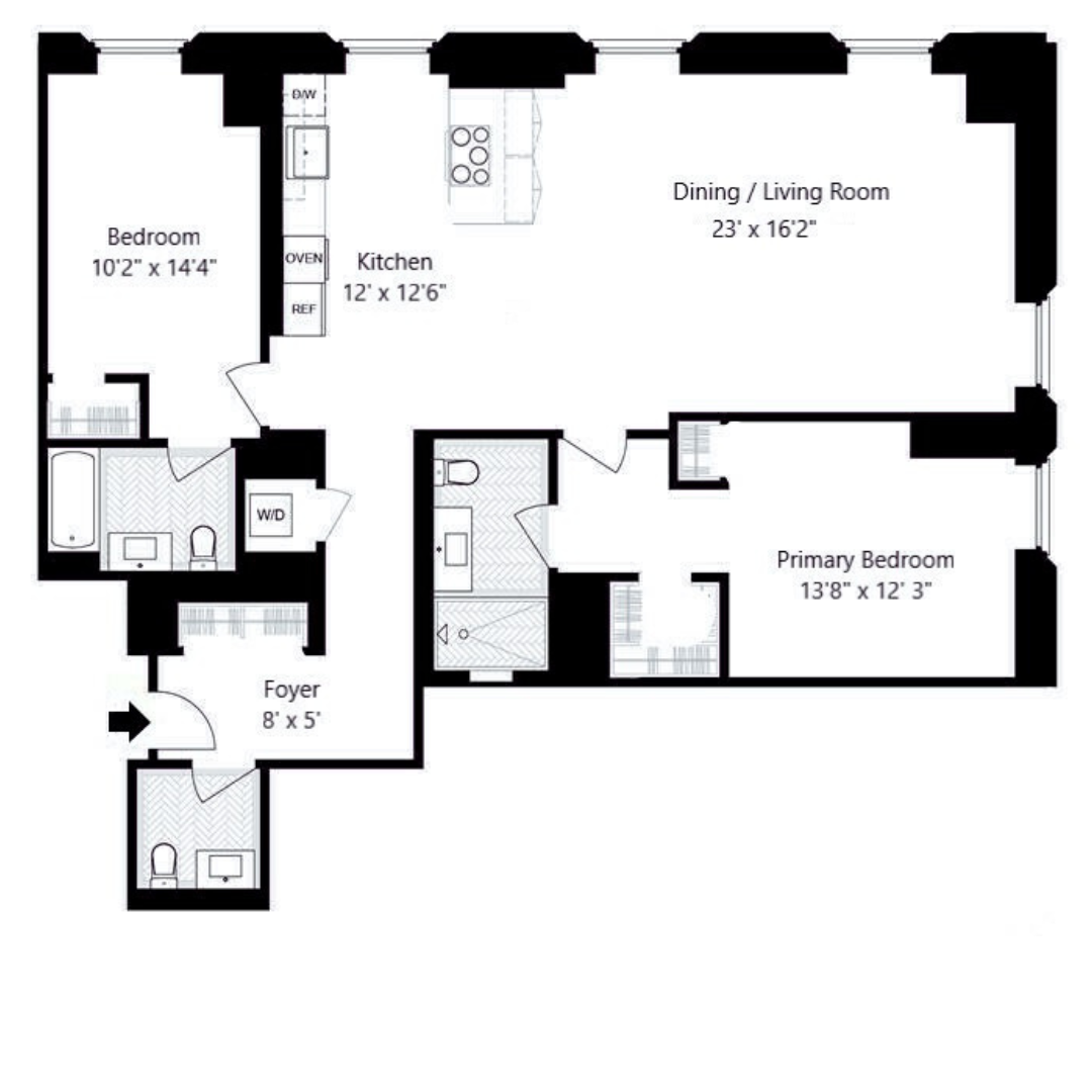 Floorplan for 425 West 50th Street, 12G