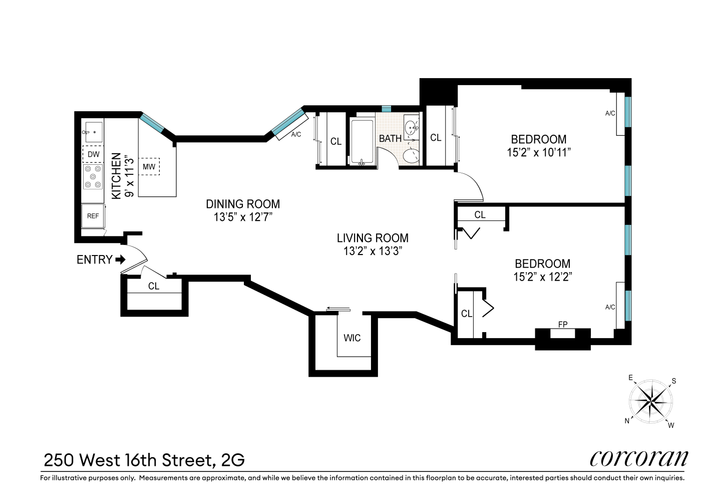 Floorplan for 250 West 16th Street, 2G