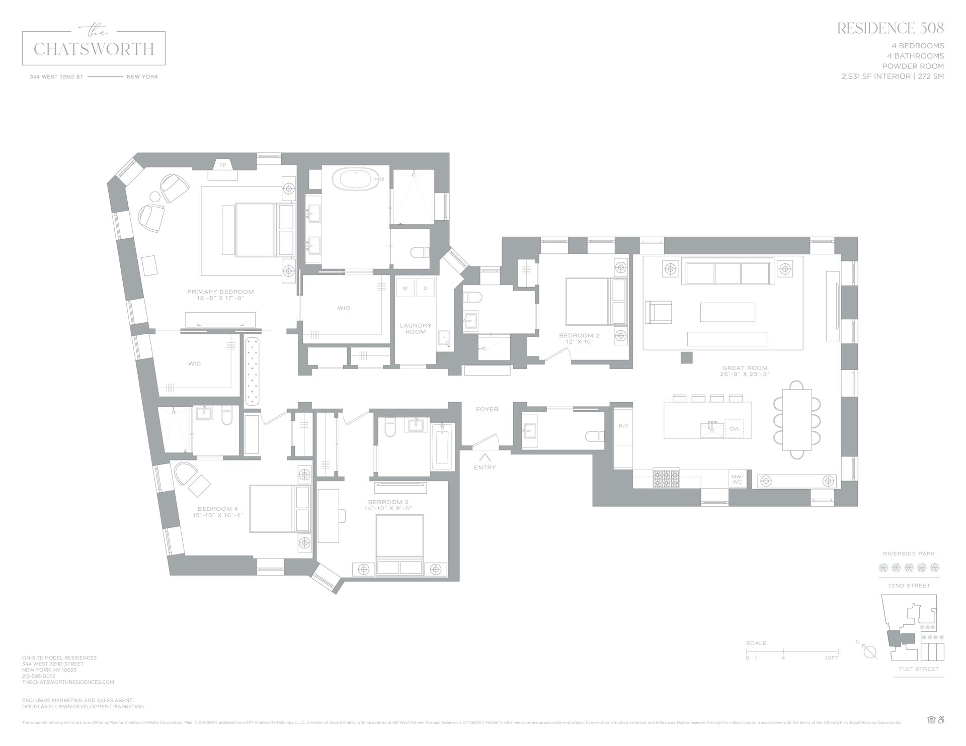 Floorplan for 344 West 72nd Street, 508