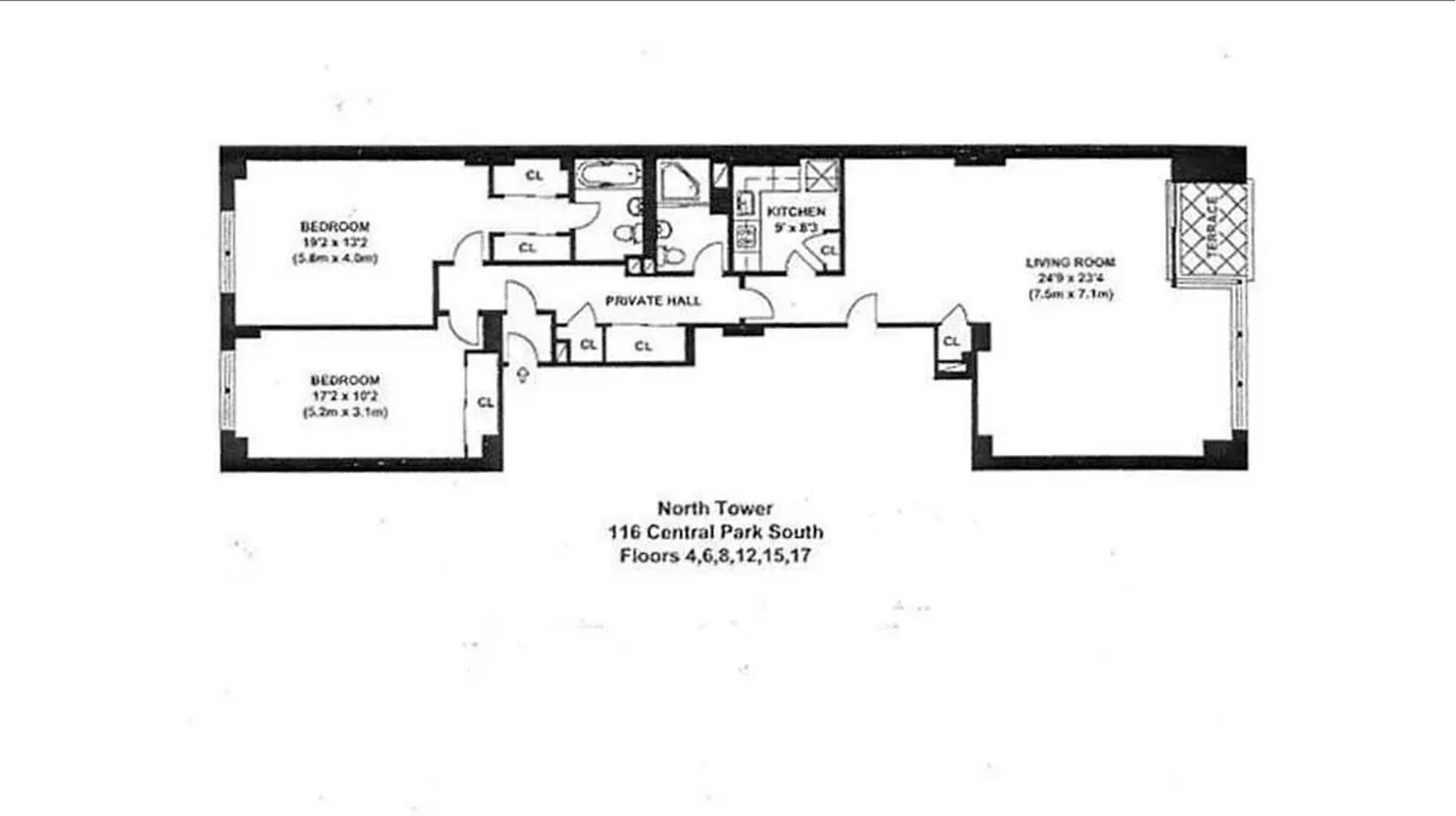 Floorplan for 116 Central Park, 8N