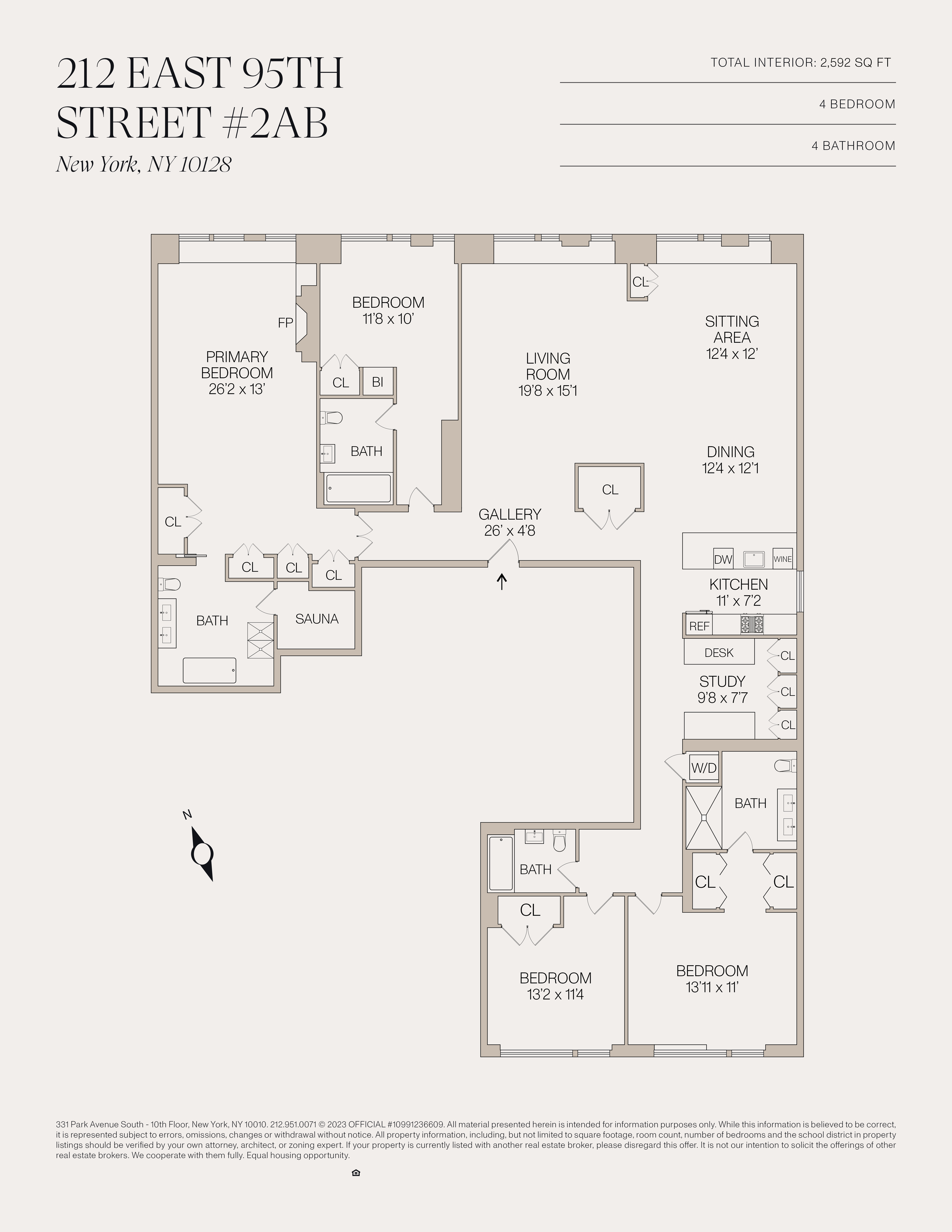 Floorplan for 212 East 95th Street, 2AB