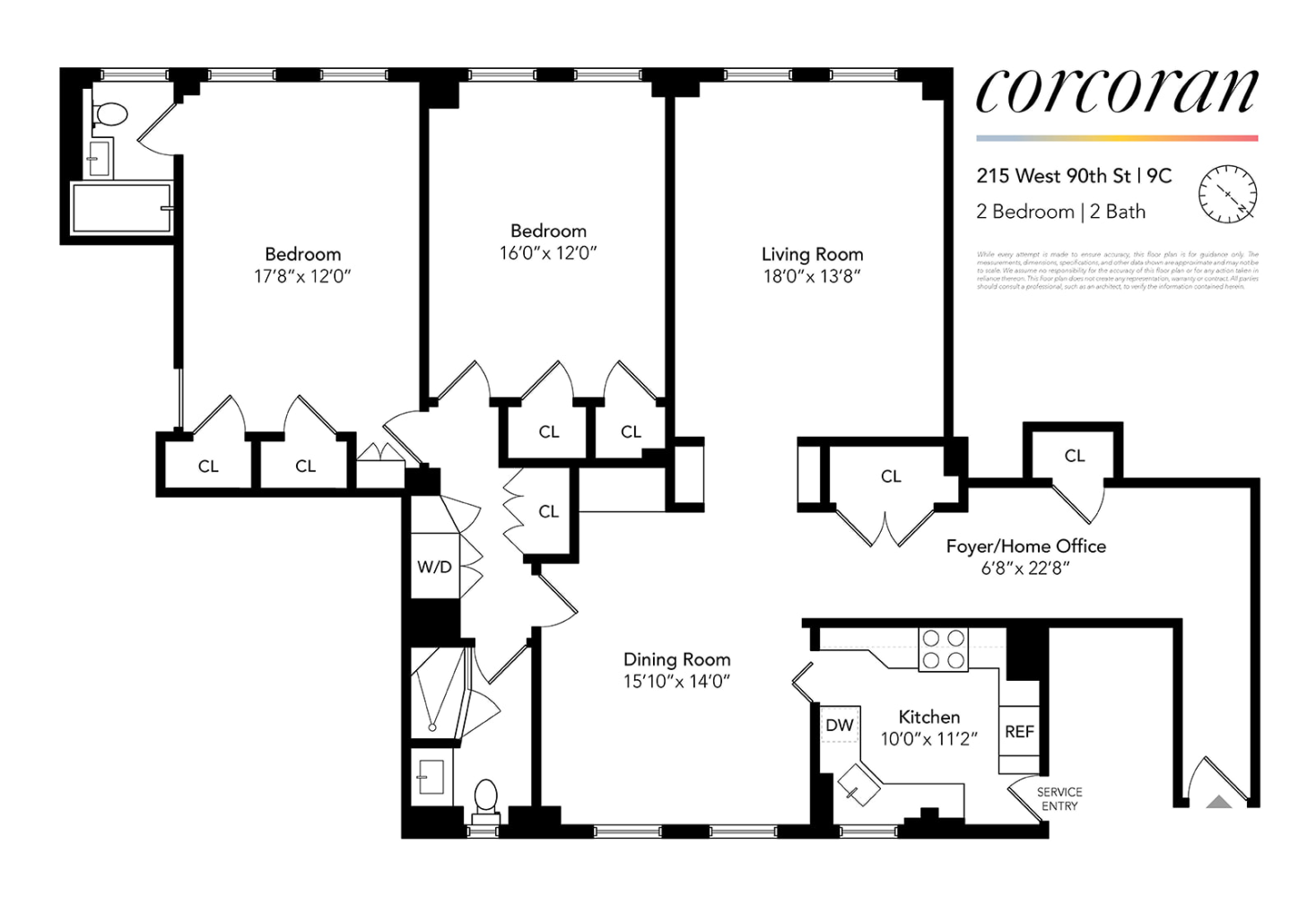 Floorplan for 215 West 90th Street, 9C