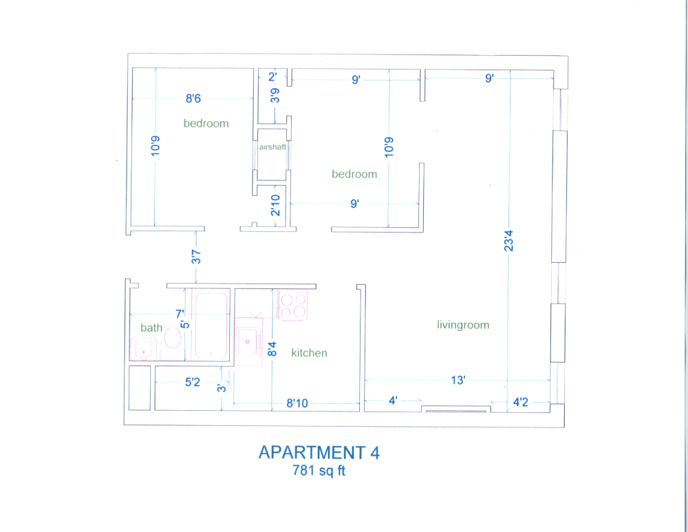 Floorplan for 101 West 104th Street, 4