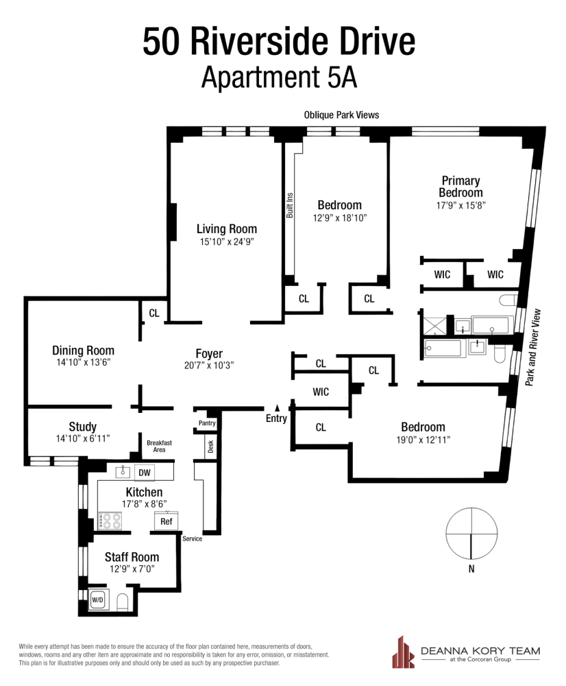 Floorplan for 50 Riverside Drive, 5A