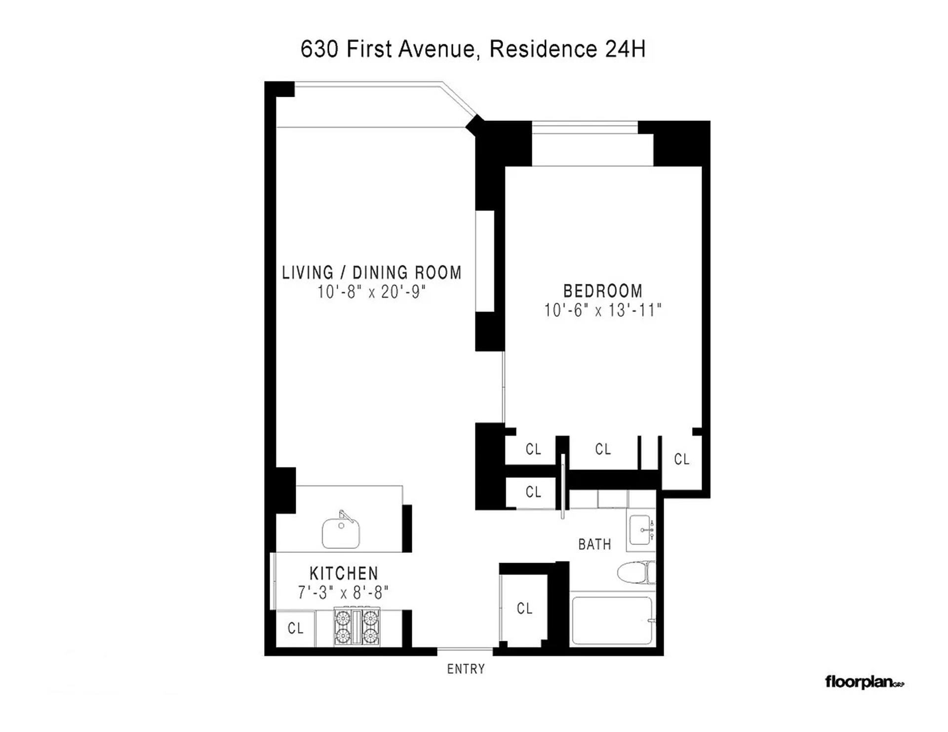 Floorplan for 630 1st Avenue, 24H