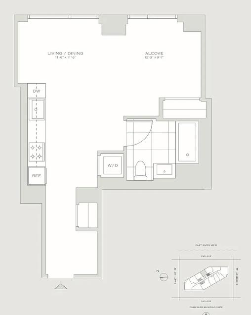 Floorplan for 222 East 44th Street, 21H