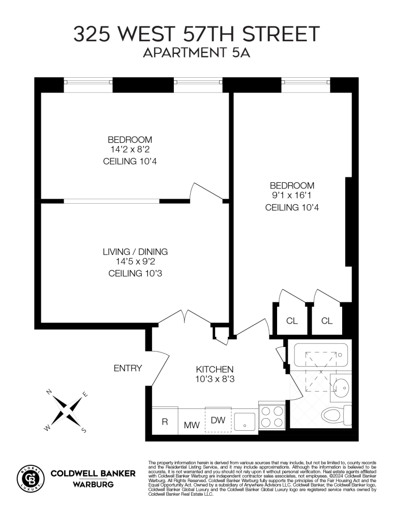 Floorplan for 325 West 57th Street, 5A