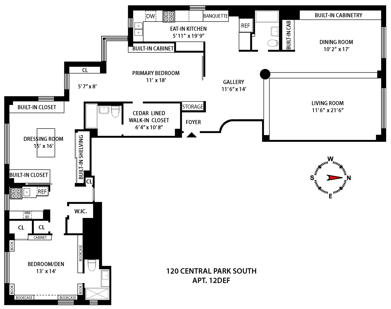 Floorplan for 120 Central Park, 12DEF