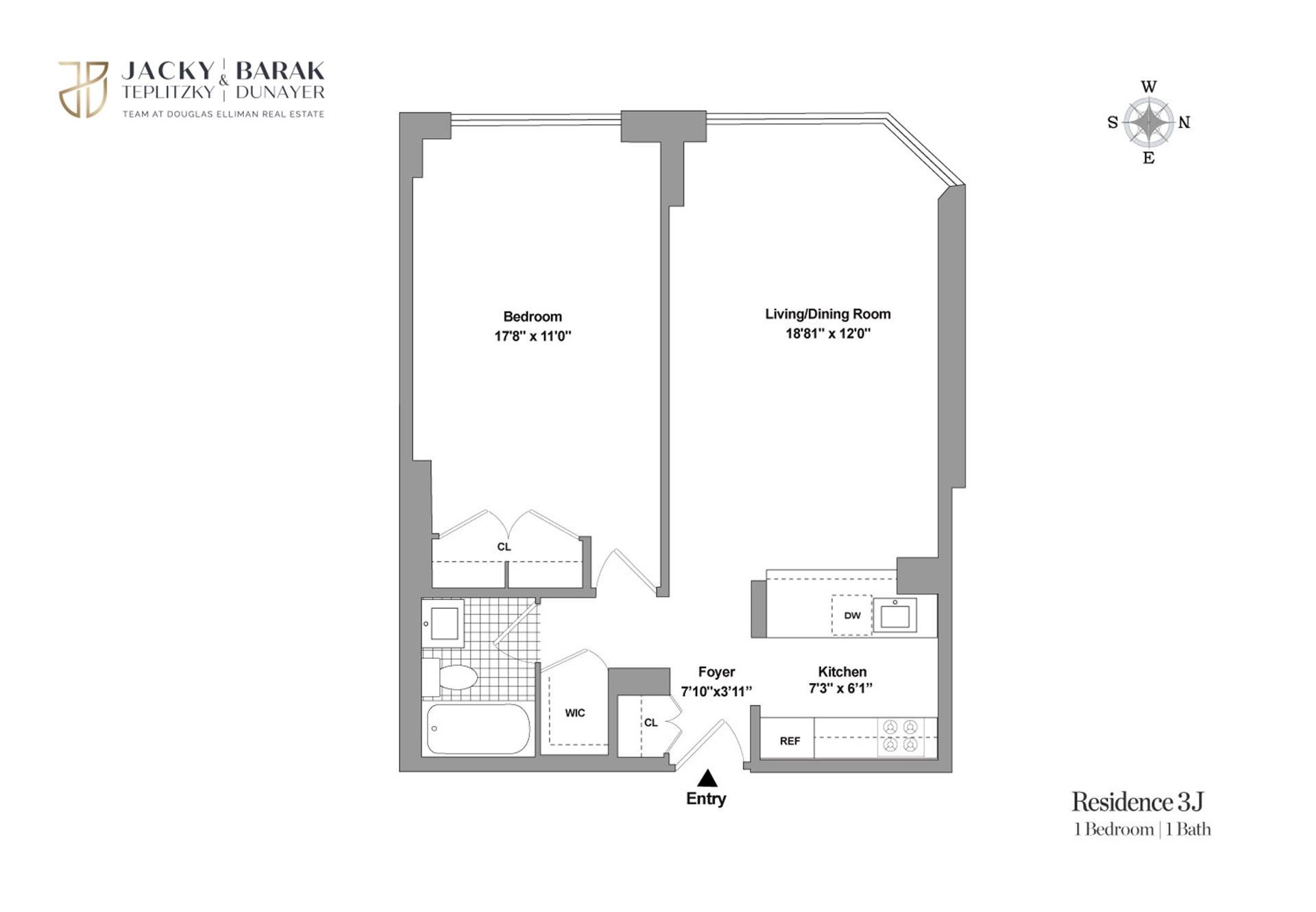 Floorplan for 215 West 95th Street, 3J