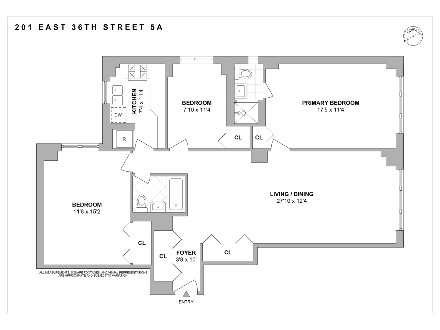 Floorplan for 201 East 36th Street, 5A