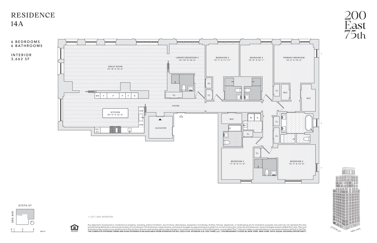 Floorplan for 200 East 75th Street, 14A