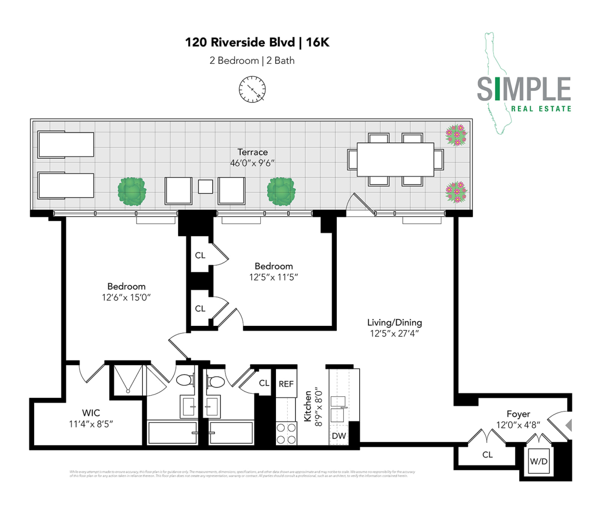 Floorplan for 120 Riverside Boulevard, 16K